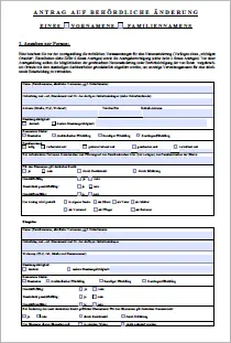 Formular, Antrag auf Namensänderung